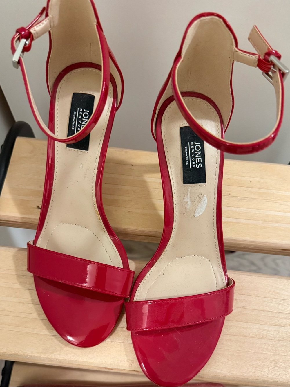 Jones New York Red Patent Ankle Strap Heels